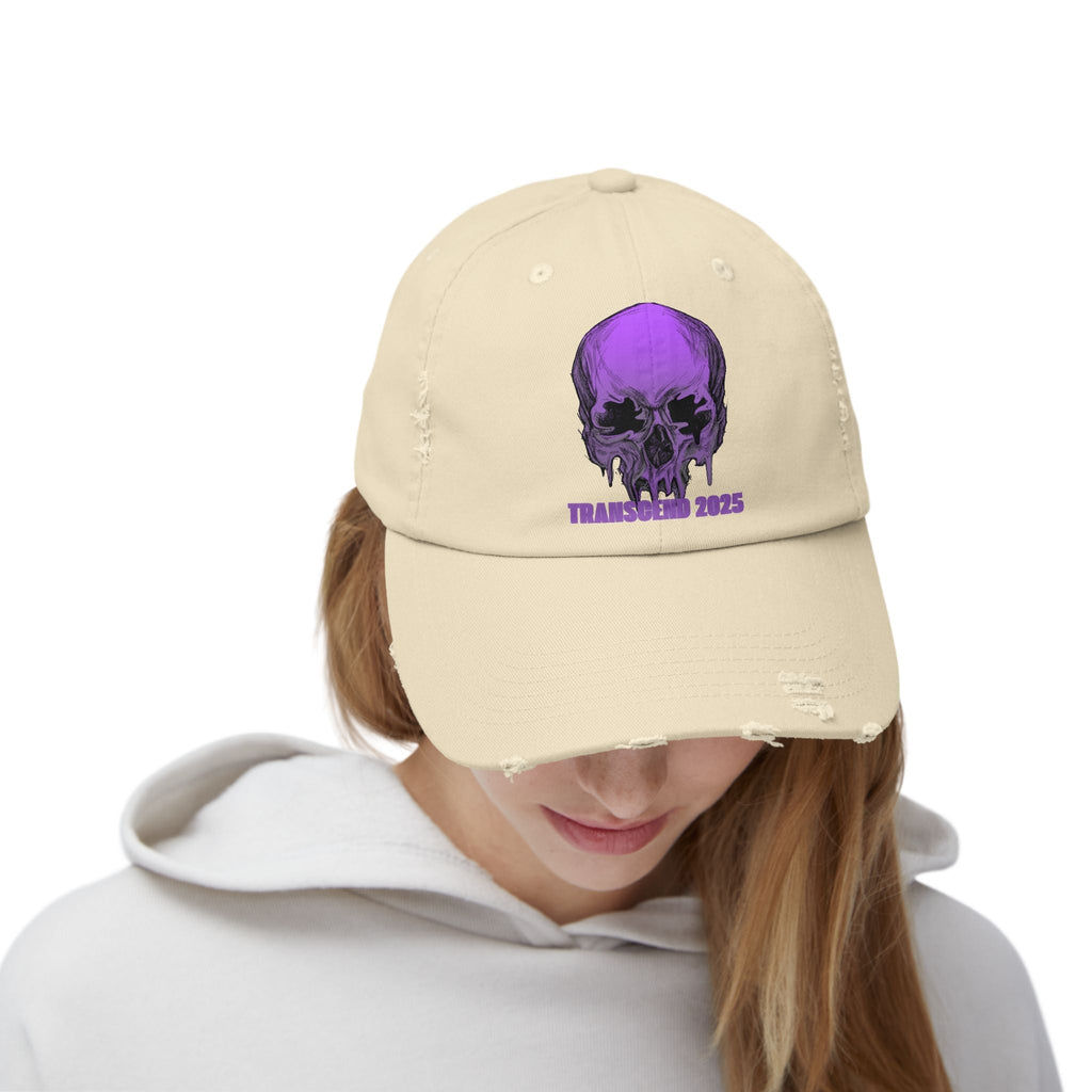Nightmare Collection Distressed Transcend Baseball Cap (Unisex) Stone