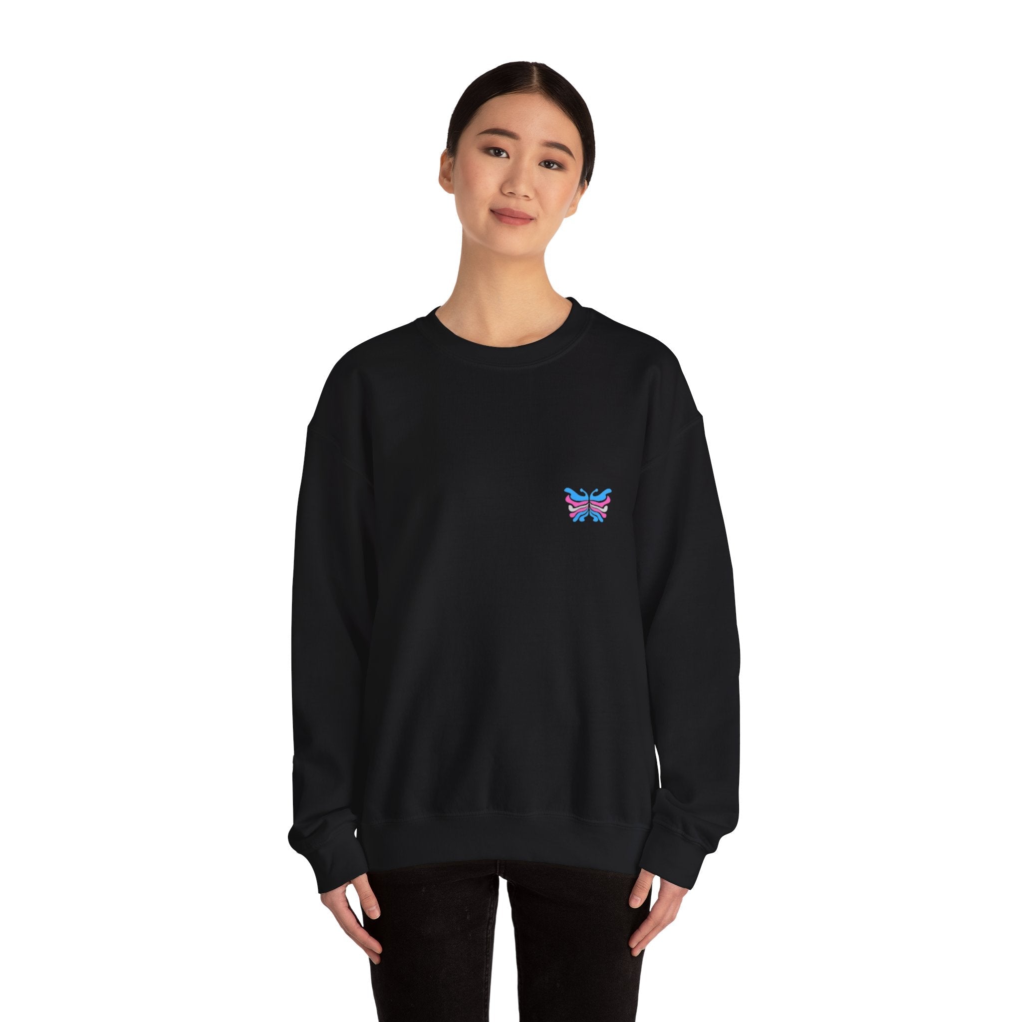 Transcend Logo Crewneck Graphic Long Sleeve Comfy Cotton (Unisex) Black