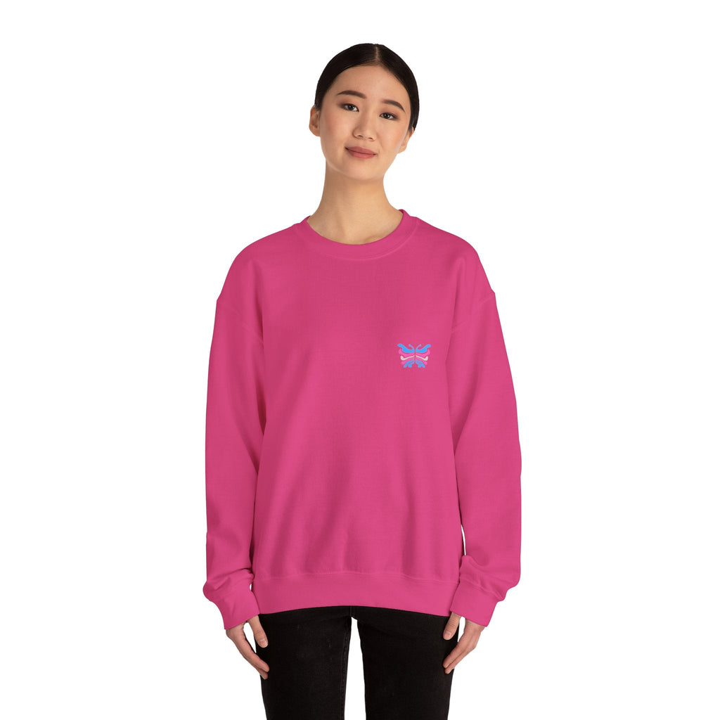 Transcend Logo Crewneck Graphic Long Sleeve Comfy Cotton (Unisex) Heliconia