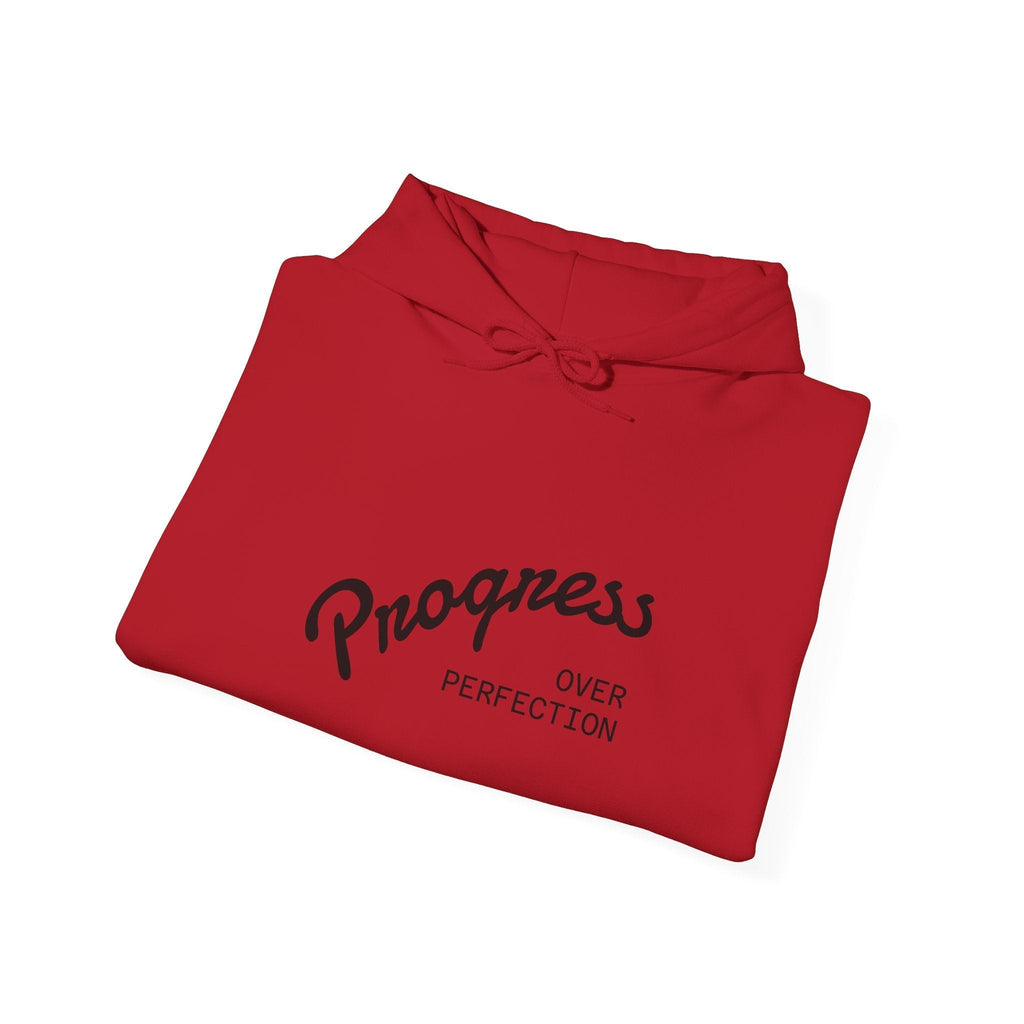 Progress Over Perfection Graphic Hooded Comfy Sweatshirt (Unisex) Cherry Red