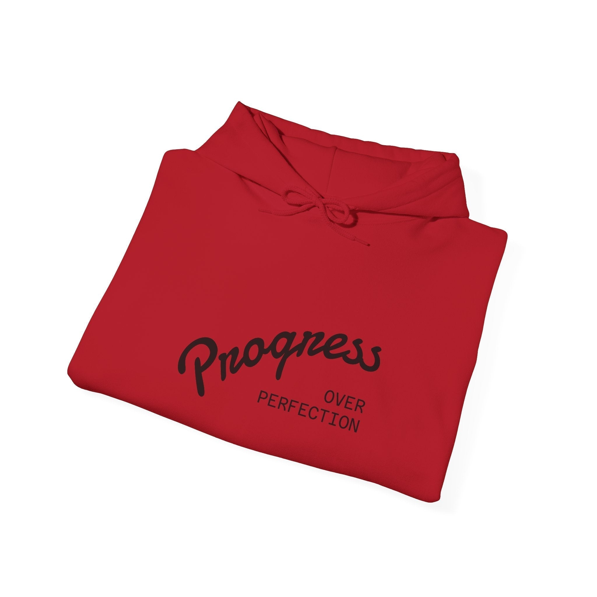 Progress Over Perfection Graphic Hooded Comfy Sweatshirt (Unisex) Cherry Red