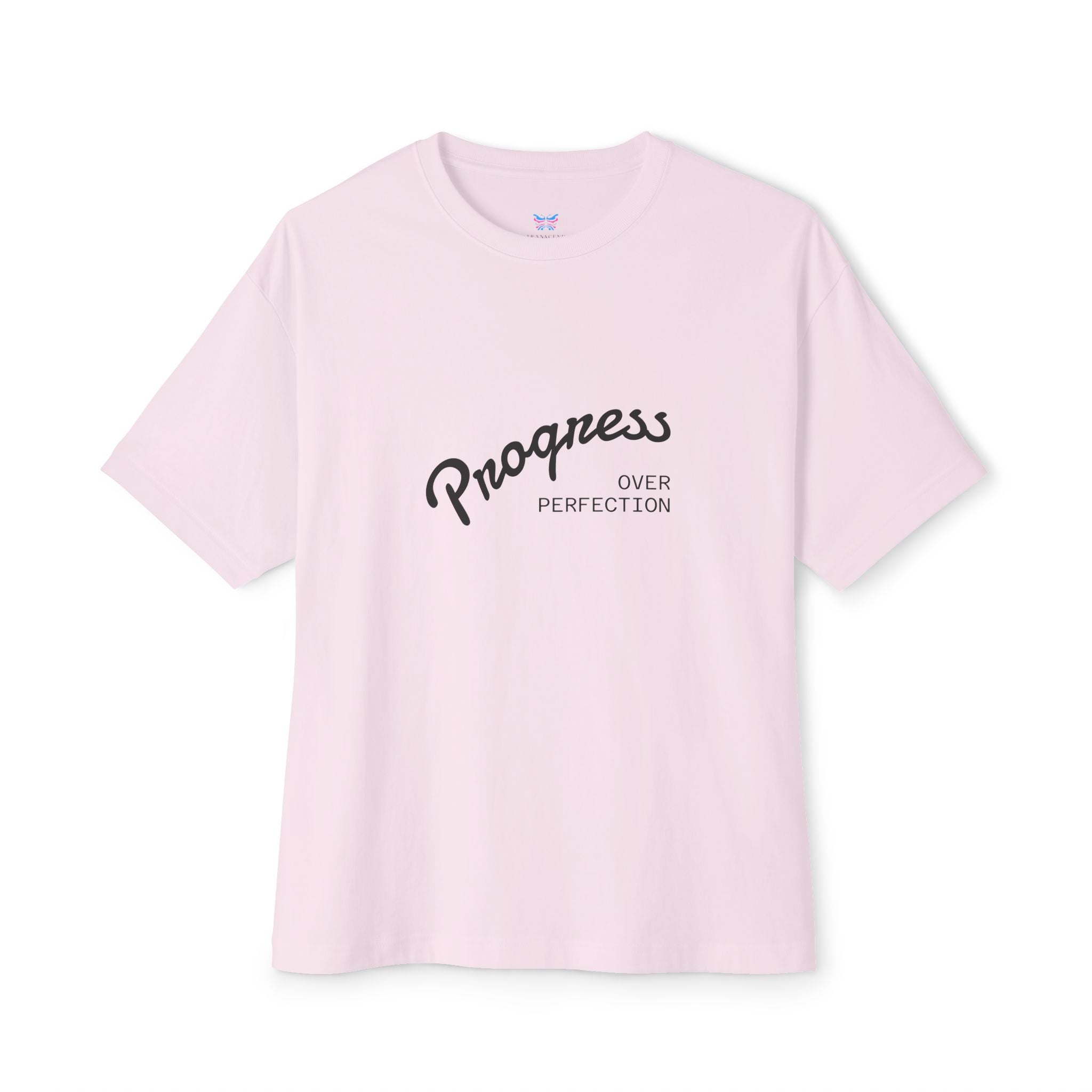 Progress Over Perfection Graphic Oversized Boxy T-Shirt (Unisex) Soft Pink
