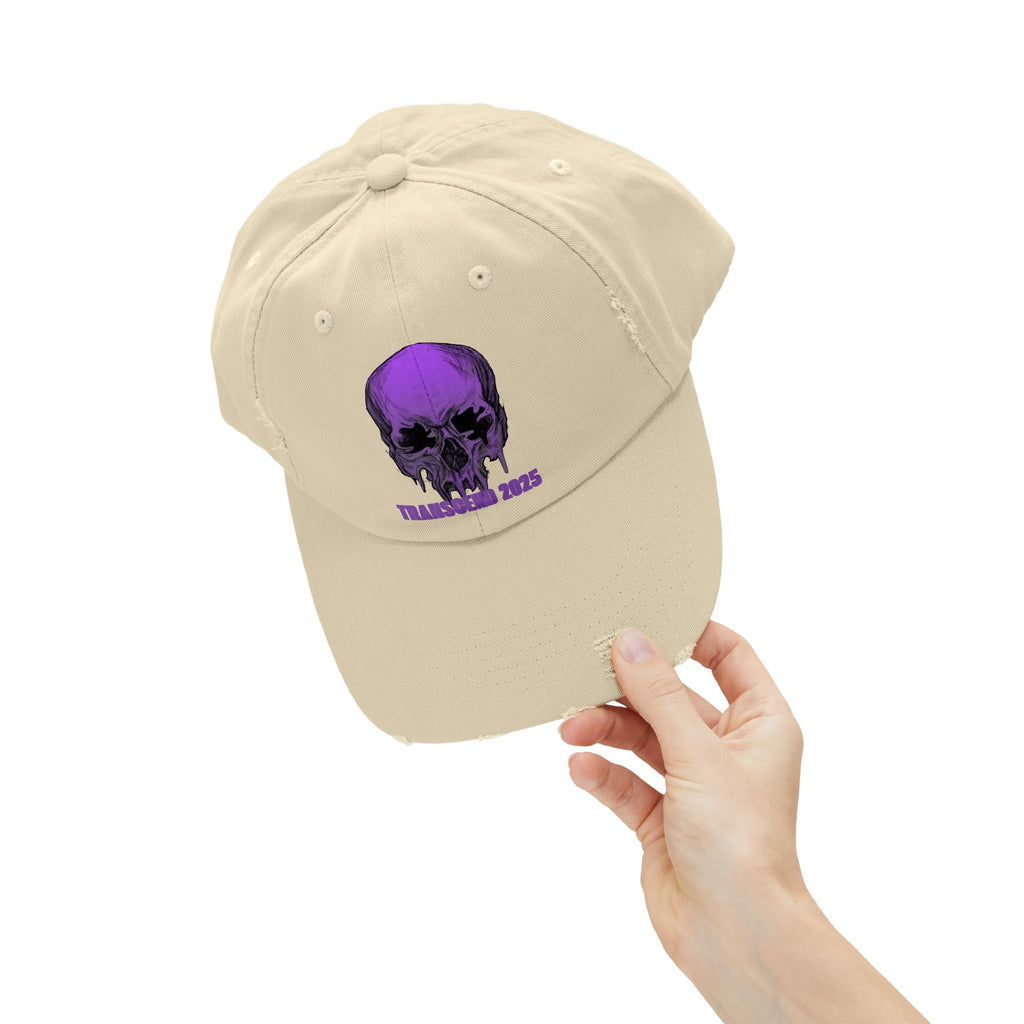 Nightmare Collection Distressed Transcend Baseball Cap (Unisex) Stone
