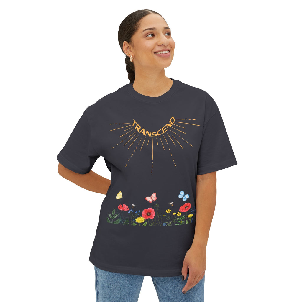 Rise And Grow Garden Transcend Graphic Oversized T-Shirt (Unisex) Dark Grey