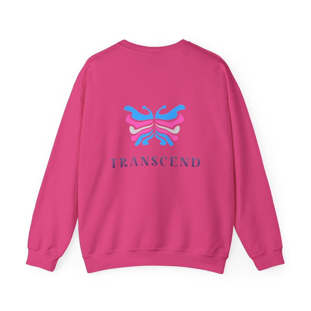 Transcend Logo Crewneck Graphic Long Sleeve Comfy Cotton (Unisex) Heliconia