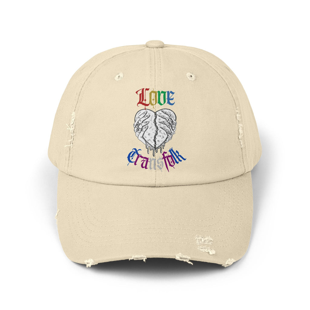 Love Transfolk Gothic Grunge Graphic Distressed Transcend Cap (Unisex) Stone