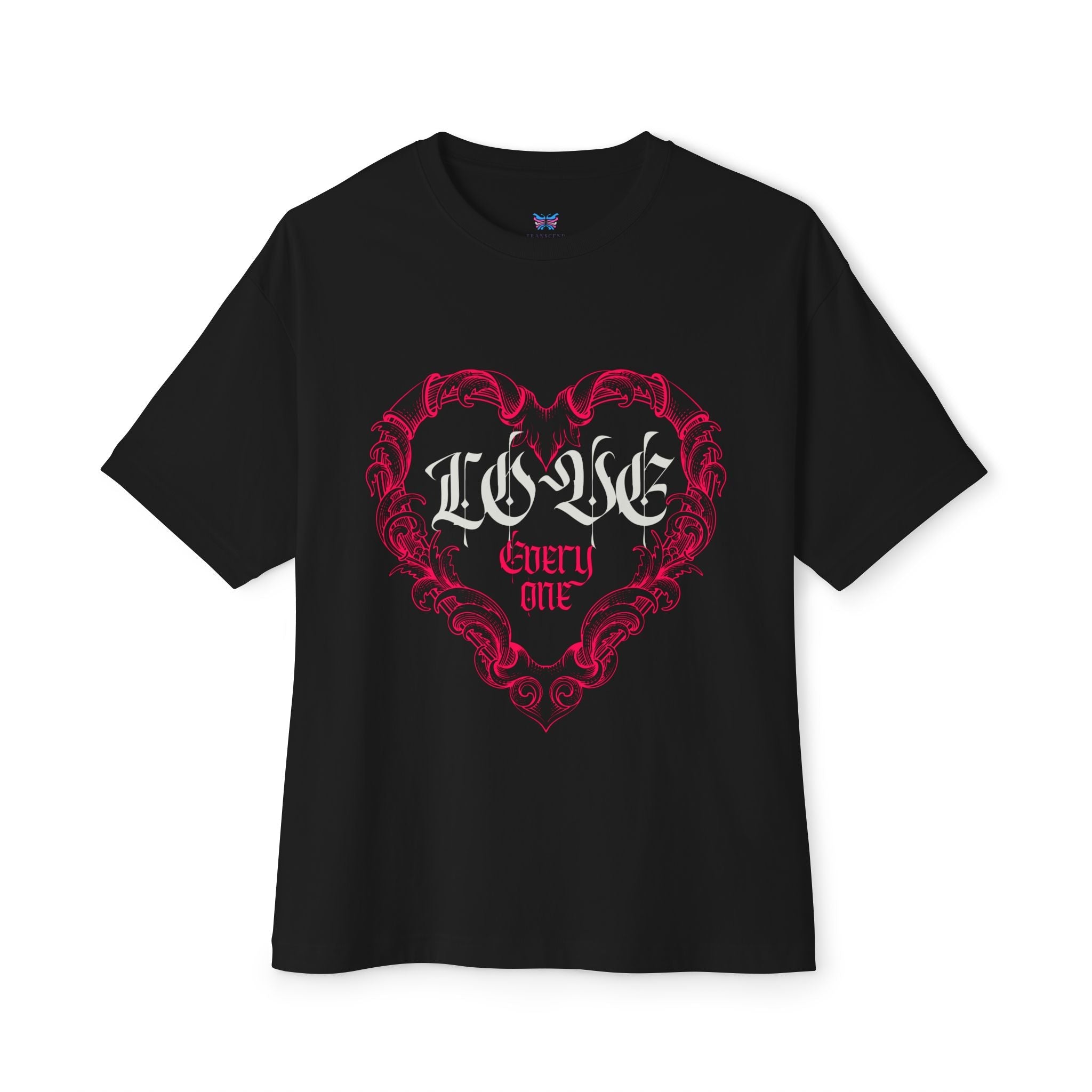 Love Everyone Gothic Graphic Oversized Transcend T-Shirt (Unisex) Black