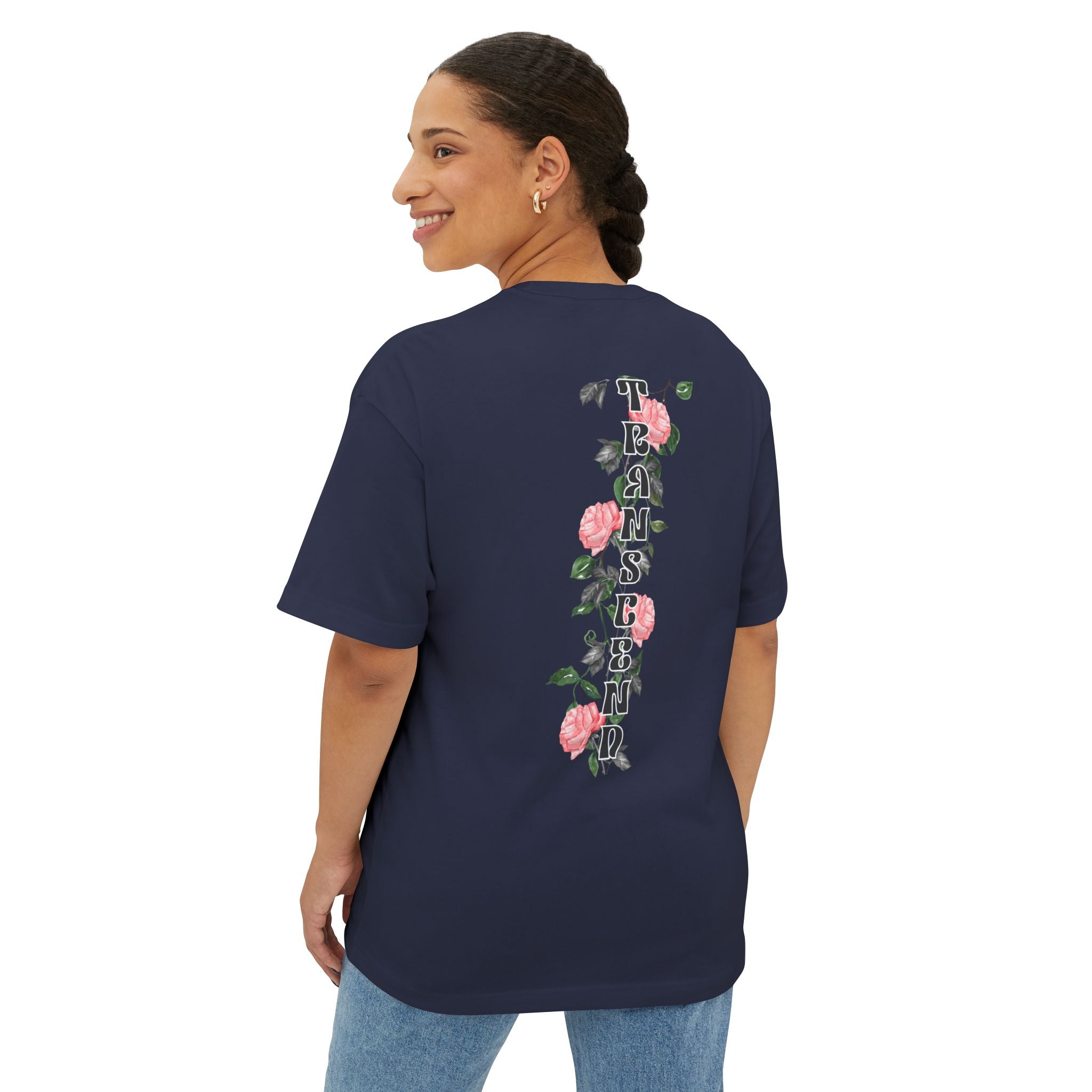 Transcend Rose Vine Gothic Grunge Graphic Dark T-Shirt (Unisex) Navy