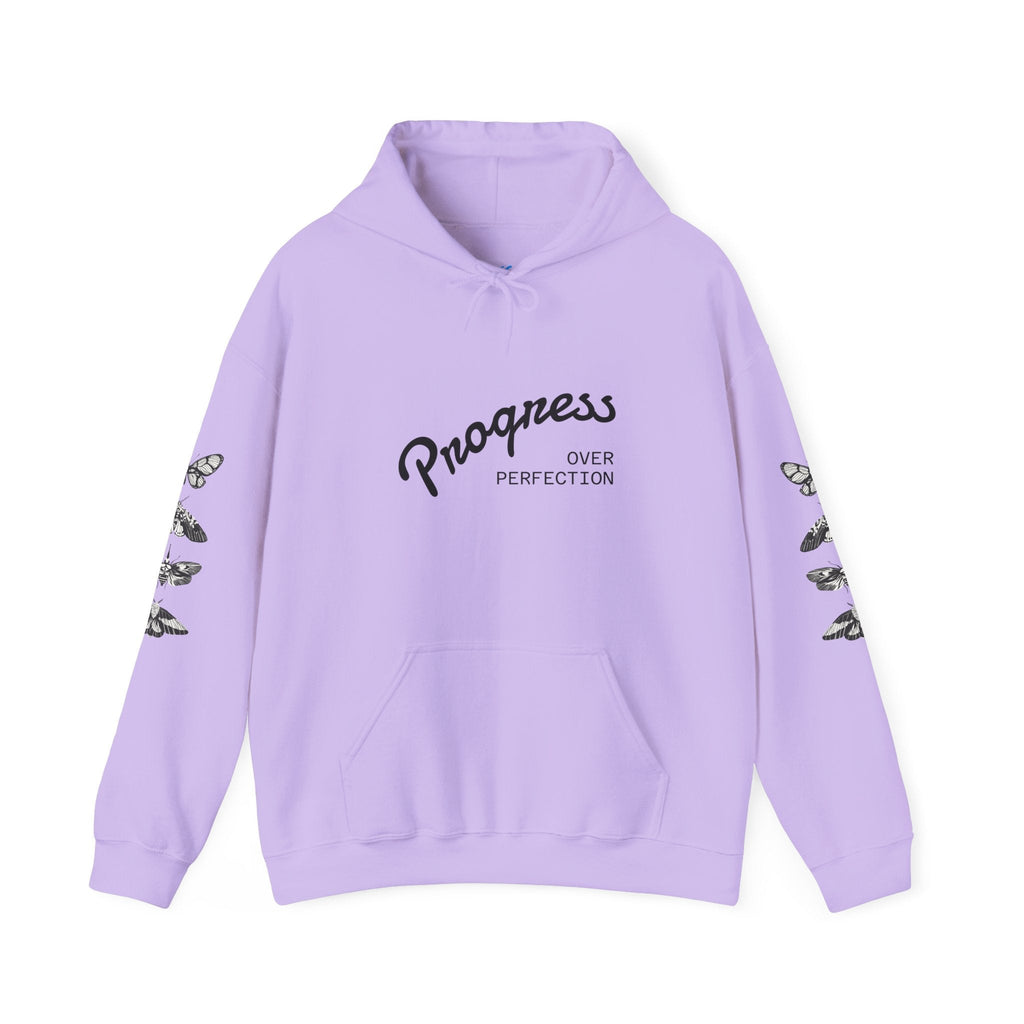 Progress Over Perfection Graphic Hooded Comfy Sweatshirt (Unisex) Orchid