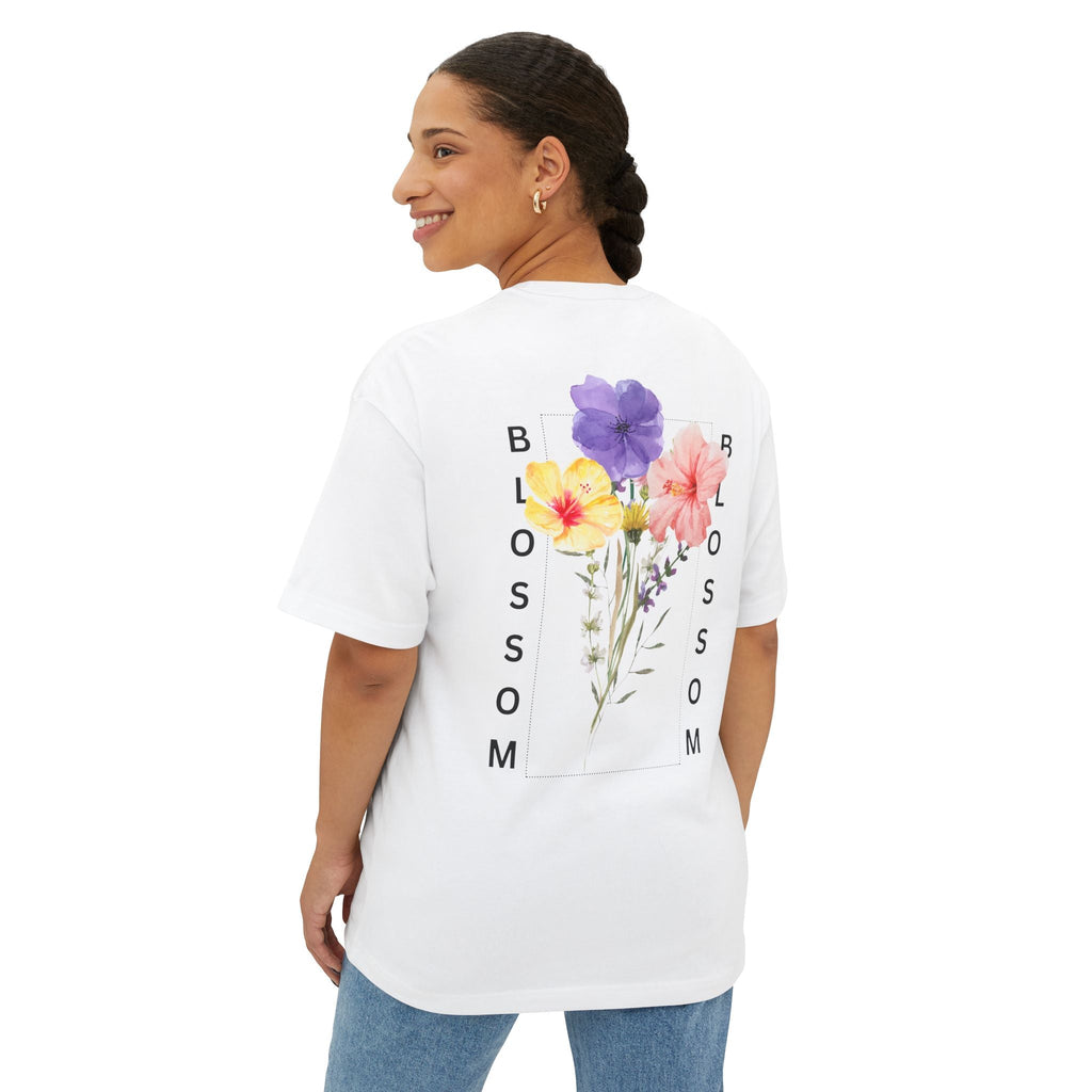 Blossom Floral Tee Shirt Transcend Graphic Oversized Shirt (Unisex) White