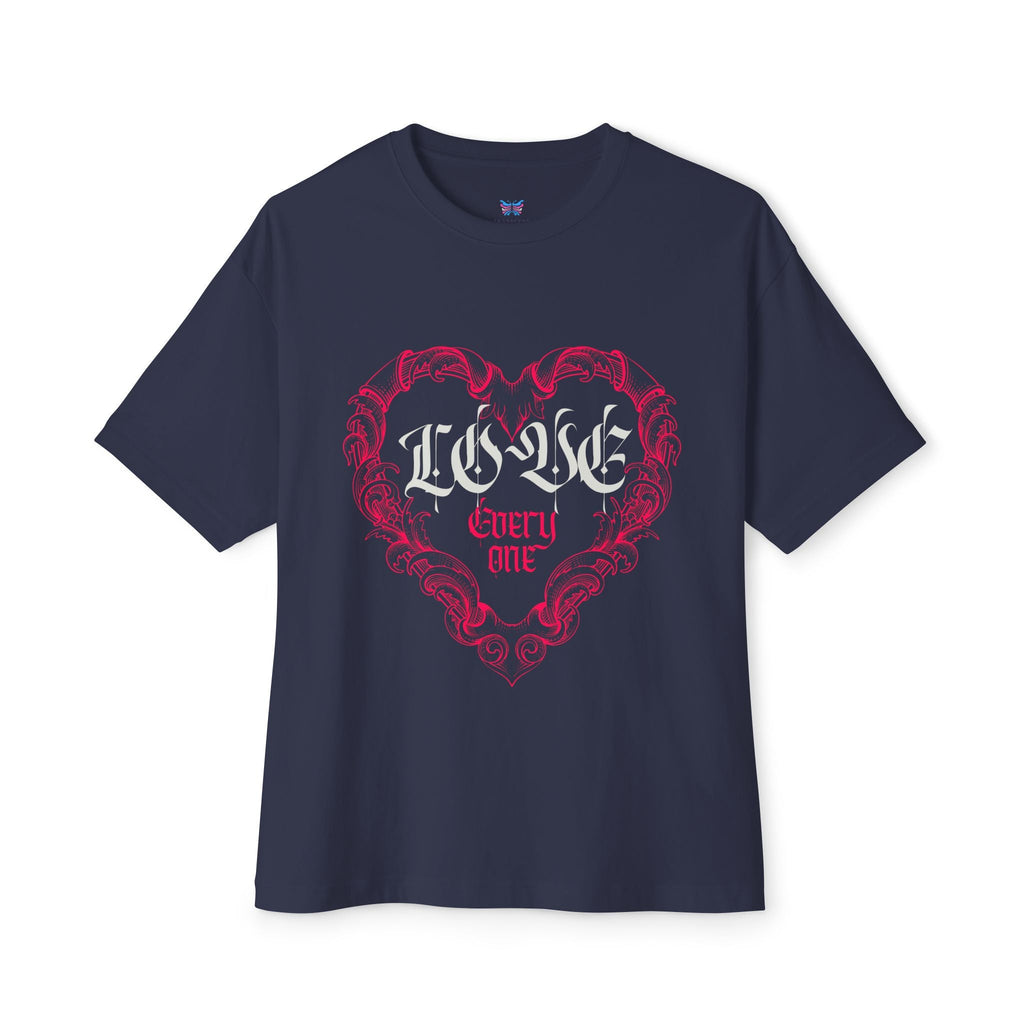 Love Everyone Gothic Graphic Oversized Transcend T-Shirt (Unisex) Navy