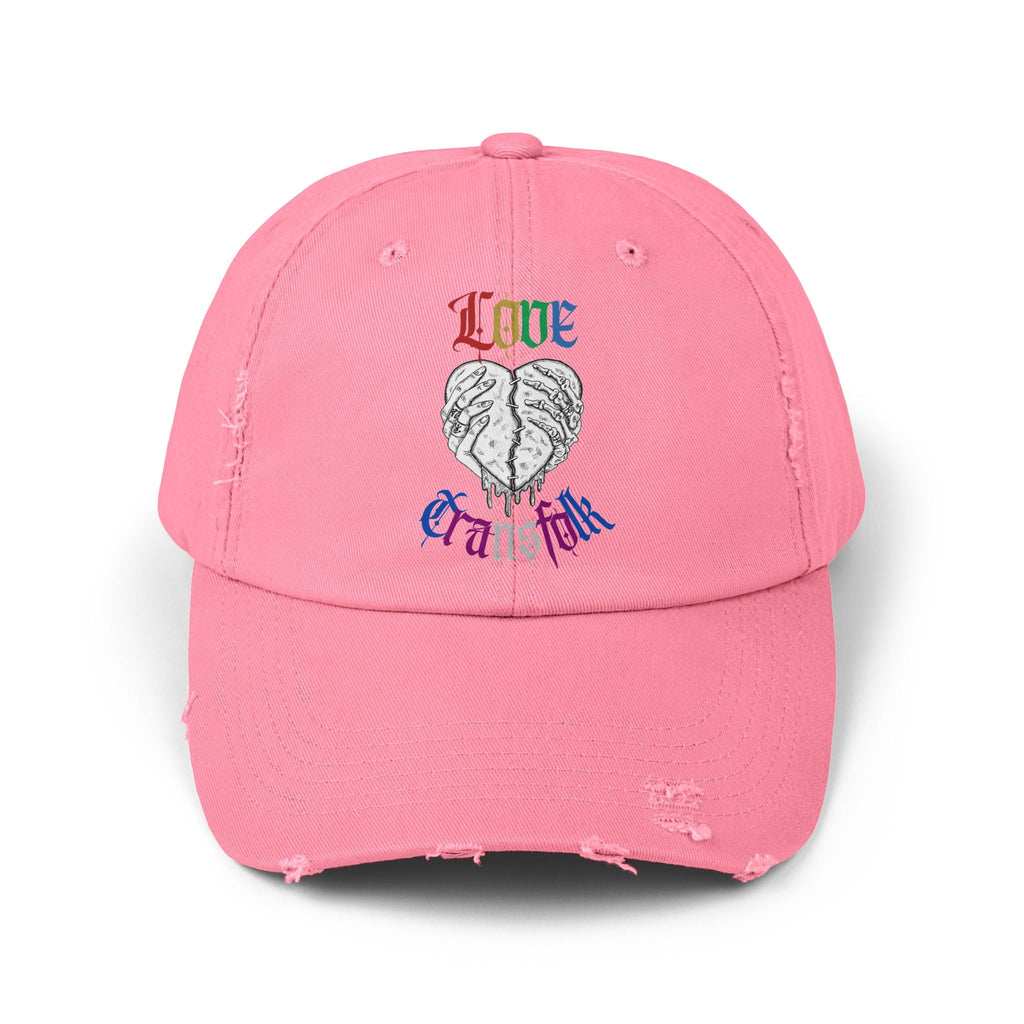 Love Transfolk Gothic Grunge Graphic Distressed Transcend Cap (Unisex) True Pink