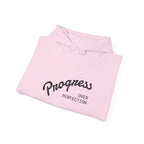 Progress Over Perfection Graphic Hooded Comfy Sweatshirt (Unisex) Soft Pink