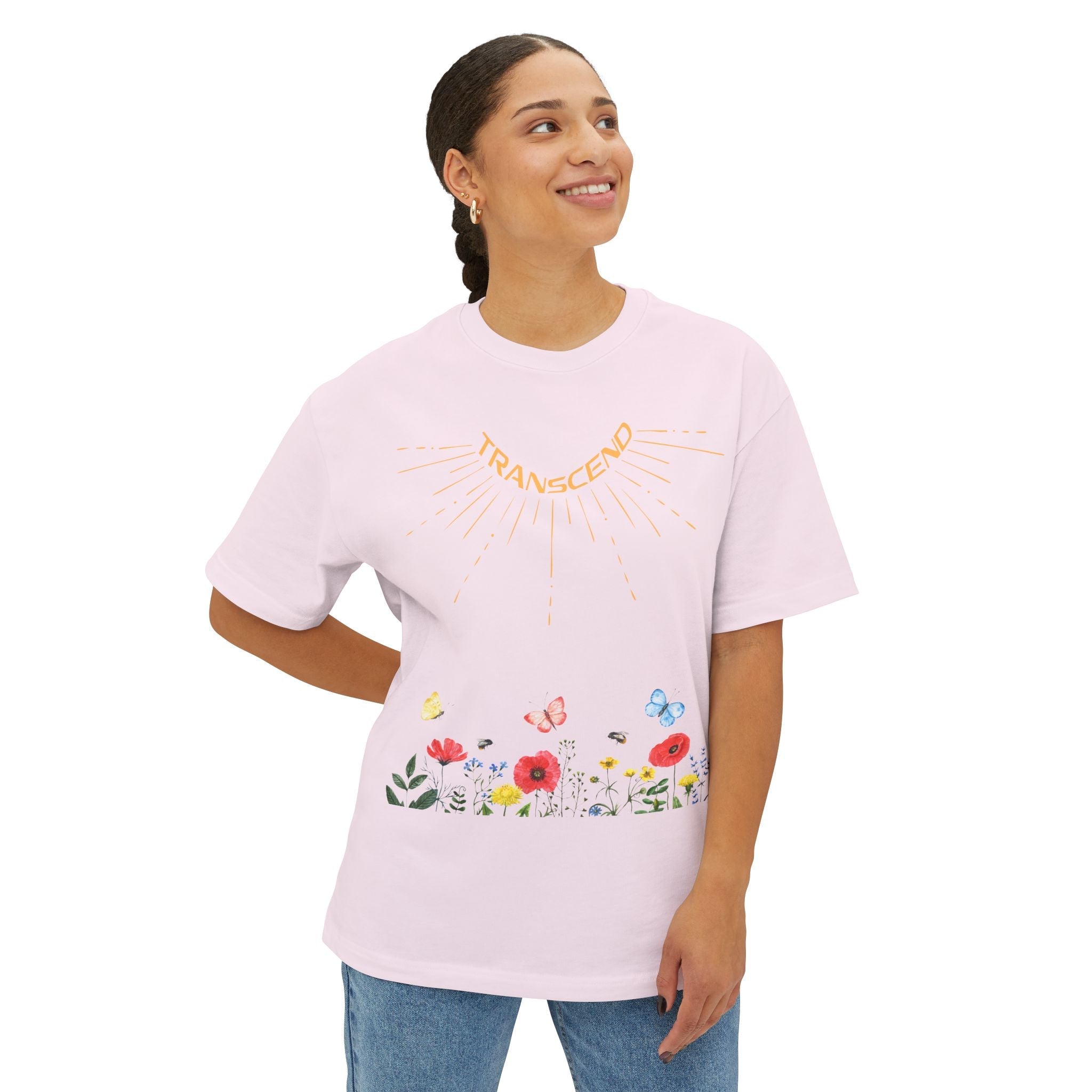 Rise And Grow Garden Transcend Graphic Oversized T-Shirt (Unisex) Soft Pink