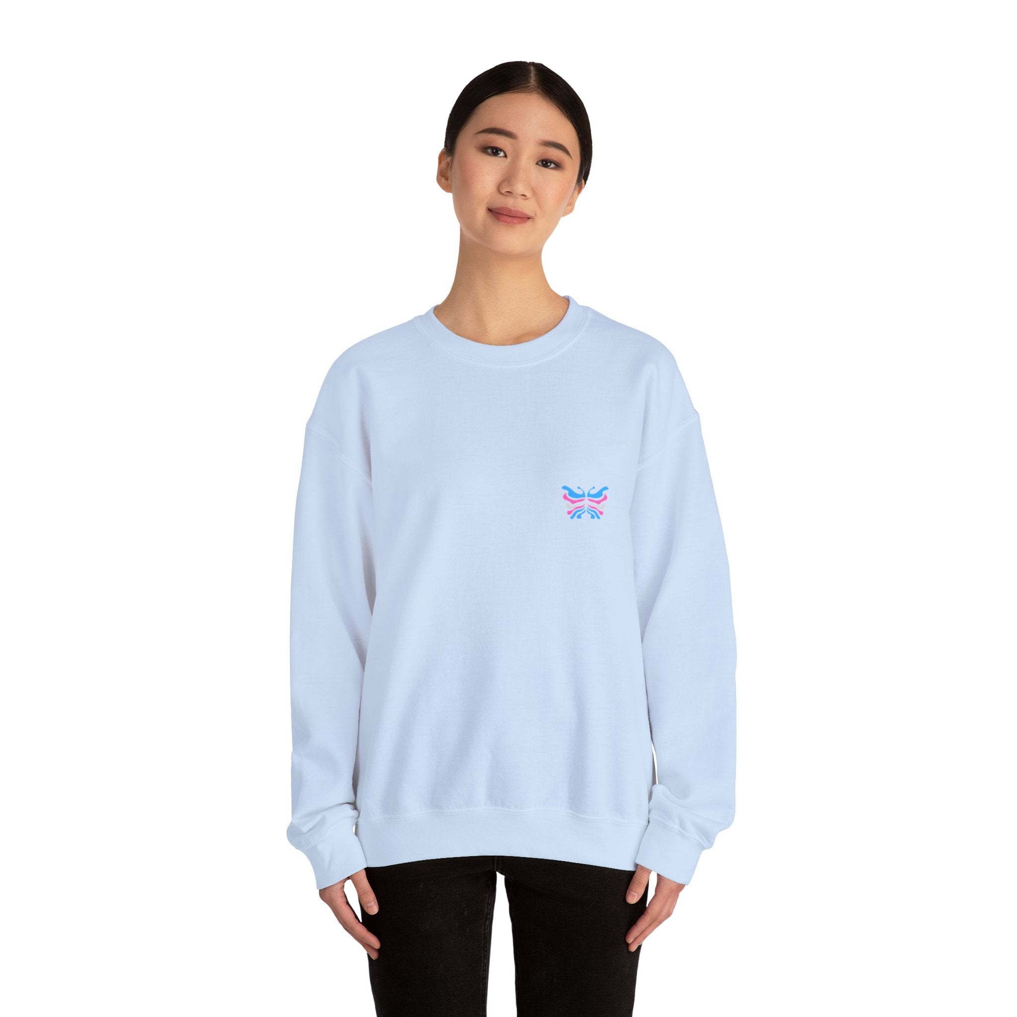 Transcend Logo Crewneck Graphic Long Sleeve Comfy Cotton (Unisex) Light Blue