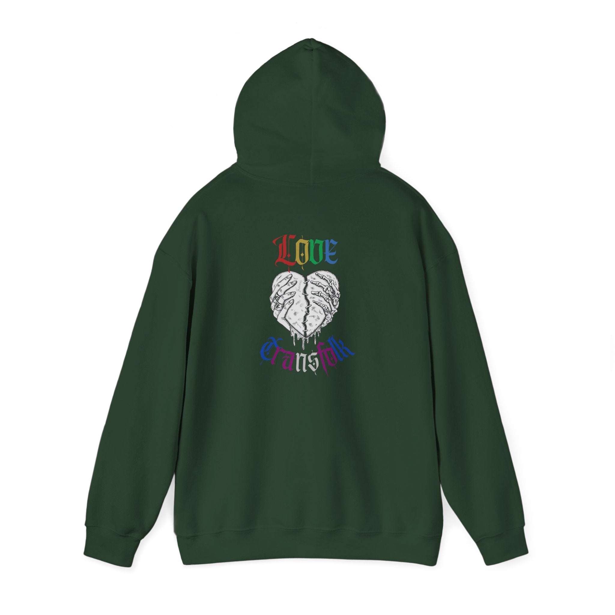 Love Transfolk Gothic Grunge Graphic Transcend Hoodie (Unisex) Forest Green