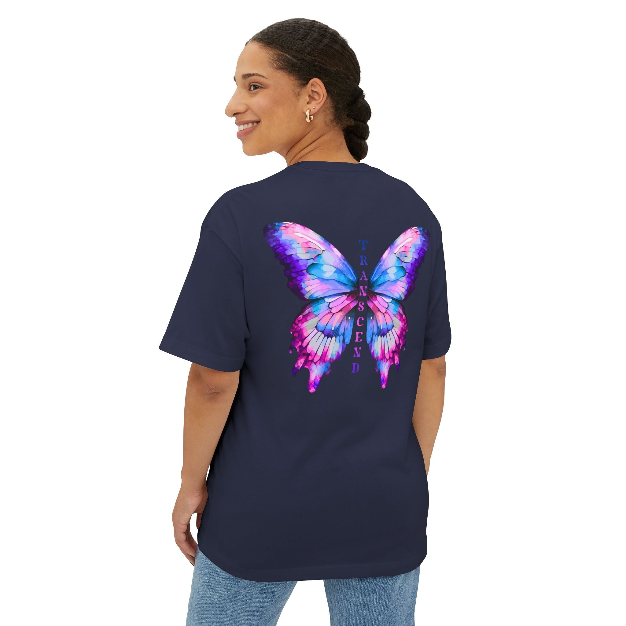 Transcend Butterfly Tee – Embrace Your Evolution Graphic (Unisex) Navy