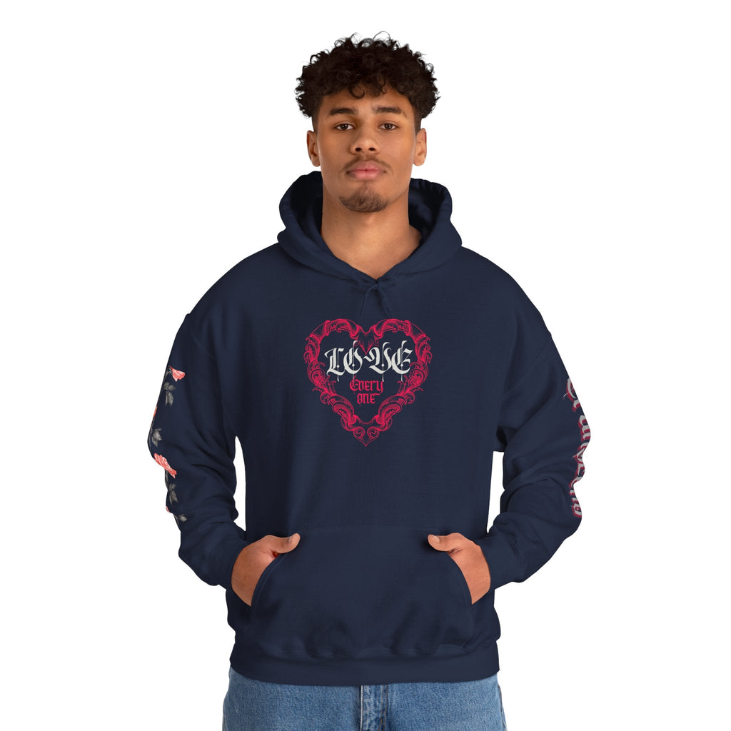 Love Everyone Gothic Graphic Transcend Hoodie Sweatshirt (Unisex) Navy