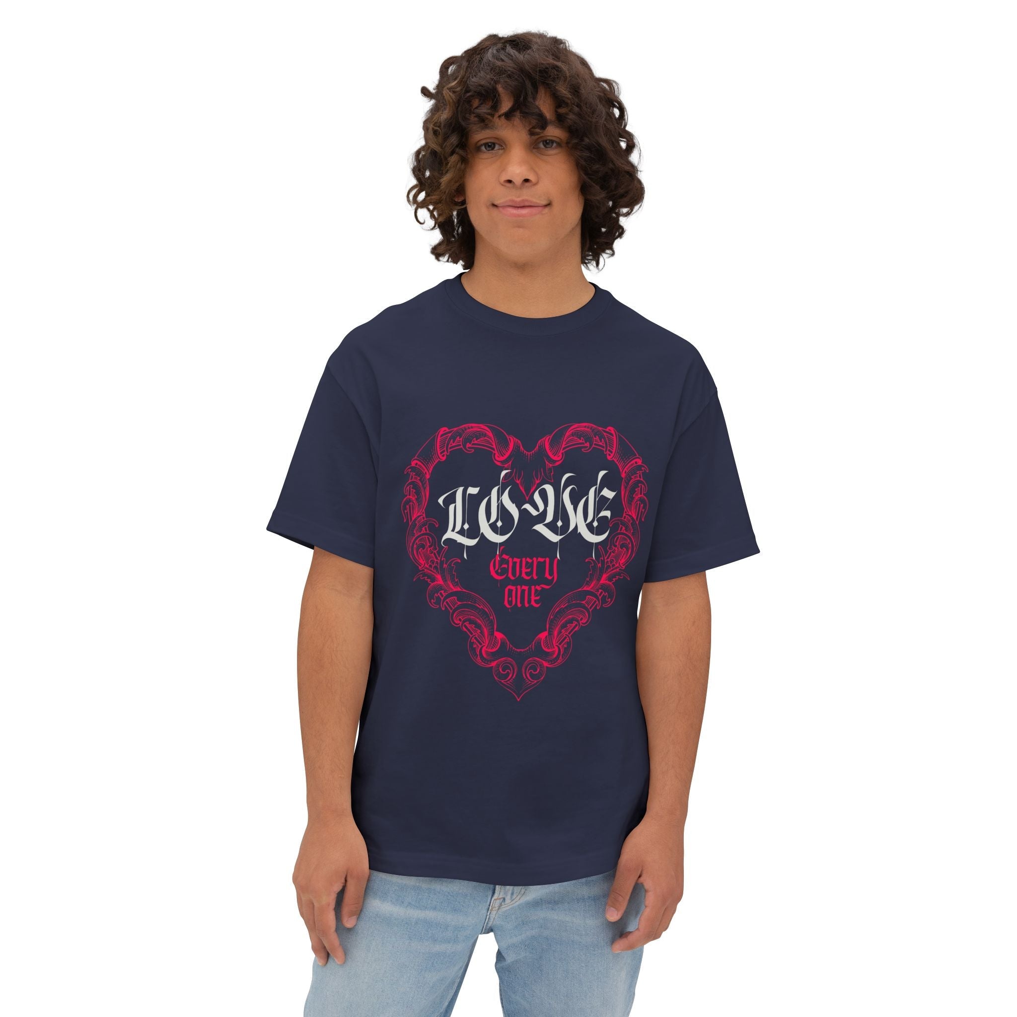 Love Everyone Gothic Graphic Oversized Transcend T-Shirt (Unisex) Navy