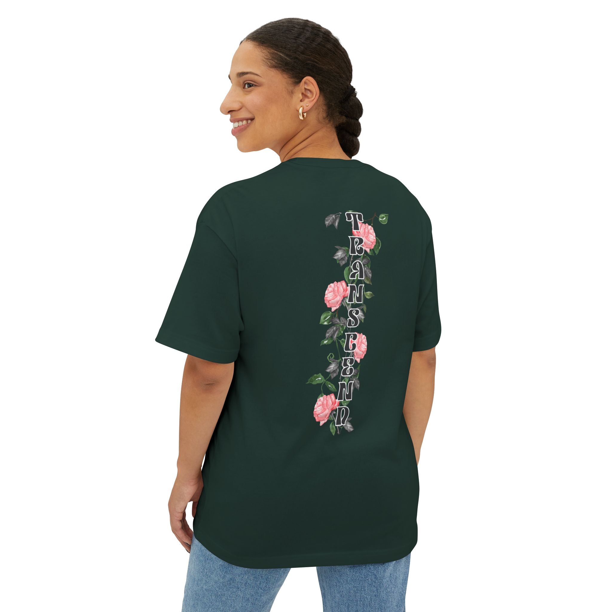Transcend Rose Vine Gothic Grunge Graphic Dark T-Shirt (Unisex) Forest Green